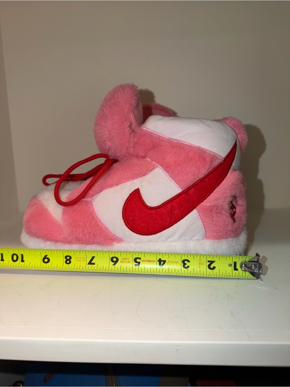 Nike Kids Pink Plush Slipper Sneakers with Red Swoosh